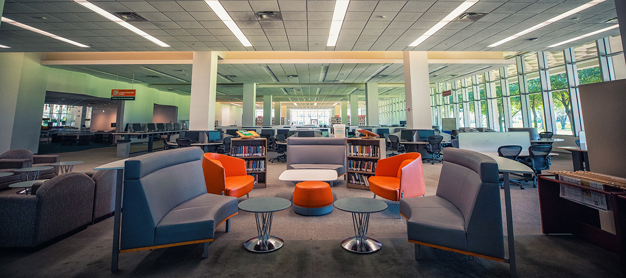 This is a photo of the Learning Commons within the University of Miami Richter Library.
