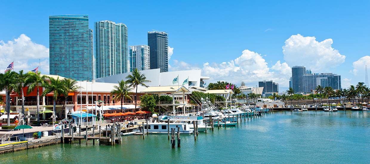 A stock photo of Bayside Marketplace, Miami, Florida.
